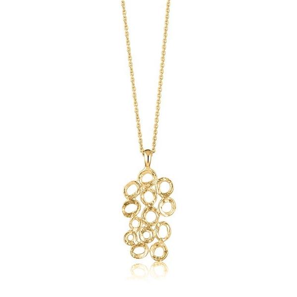 Blicher Fuglsang\'s Halssmykke med fine ringe i forgyldt sølv