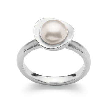 Bastian Inverun's 925/- Ring, mat rho., hvid kulturperle 2.66ct