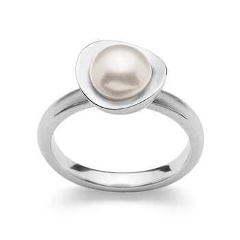 Bastian Inverun's 925/- Ring, mat rho., hvid kulturperle 2.66ct