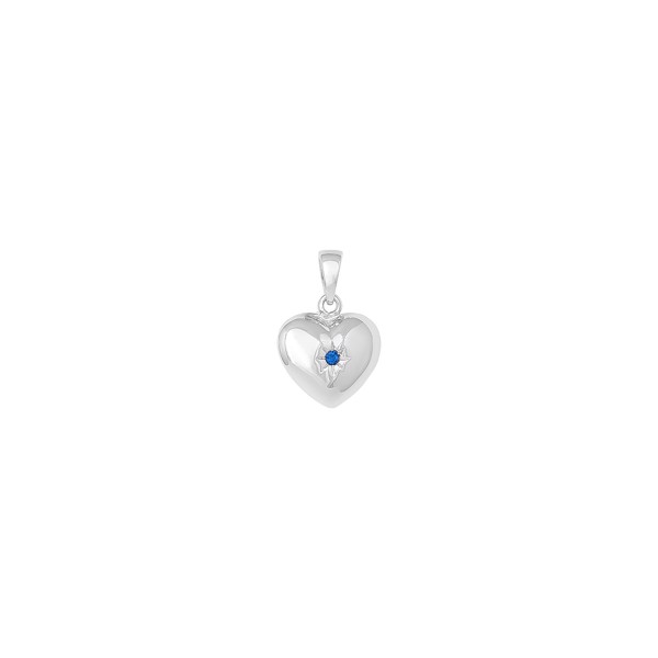 Siersbøl\'s SIERSBØL rhod. sølv hjerte m. synt safir  17x10mm