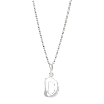 Siersbøl's Rhod. sølvbogstav D 12mm  inkl. kæde 