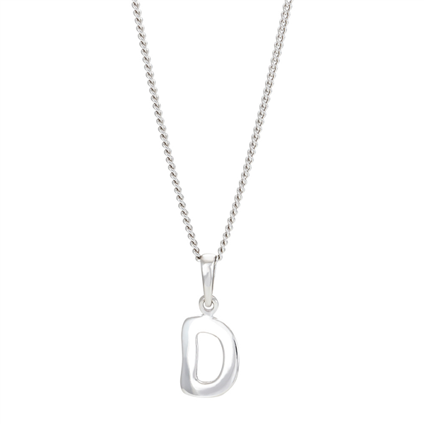 Siersbøl\'s Rhod. sølvbogstav D 12mm  inkl. kæde 