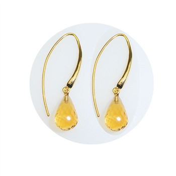 San - Links of Joy's Øreringe - Forgyldt med Citrin 12x8mm Forgyldt pr.par