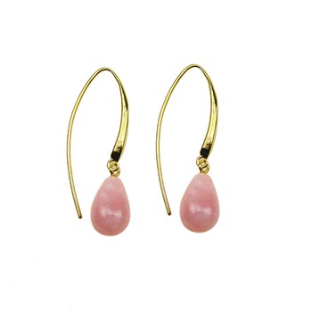 San - Links of Joy's Øreringe - Forgyldt med Pink opal 12x8mm Forgyldt pr.par