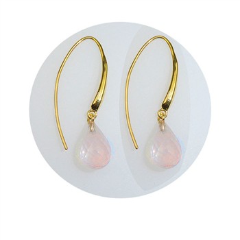 San - Links of Joy's Øreringe - Forgyldt med Rosa kvarts 12x8mm Forgyldt pr.par