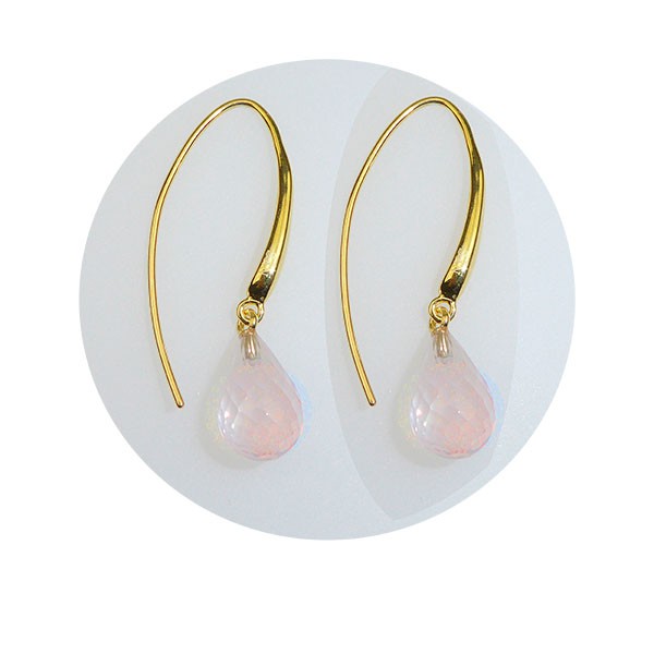 San - Links of Joy\'s Øreringe - Forgyldt med Rosa kvarts 12x8mm Forgyldt pr.par