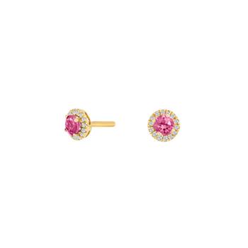 Siersbøl's 14kt. guldørestikker m/dia 0.05ct W/SI+pink topas