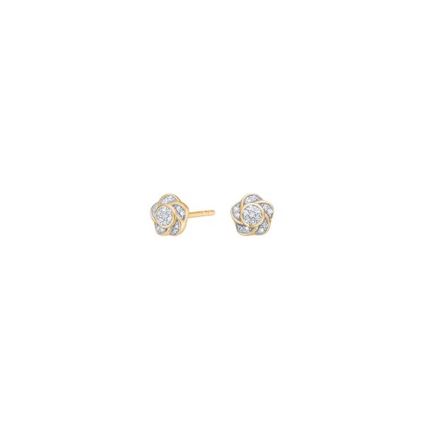 Siersbøl\'s 14 kt. guld ørestikker blomst m/diamant 0,06ct W/SI