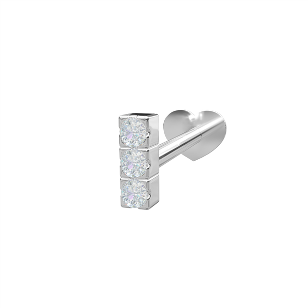 Nordahl\'s Rhd. sølv Labret-piercing 3 CZ 4,4mm Grab PIERCE52