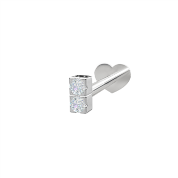 Nordahl's Rhd. sølv Labret-piercing 2 CZ 3mm Grab PIERCE52 1
