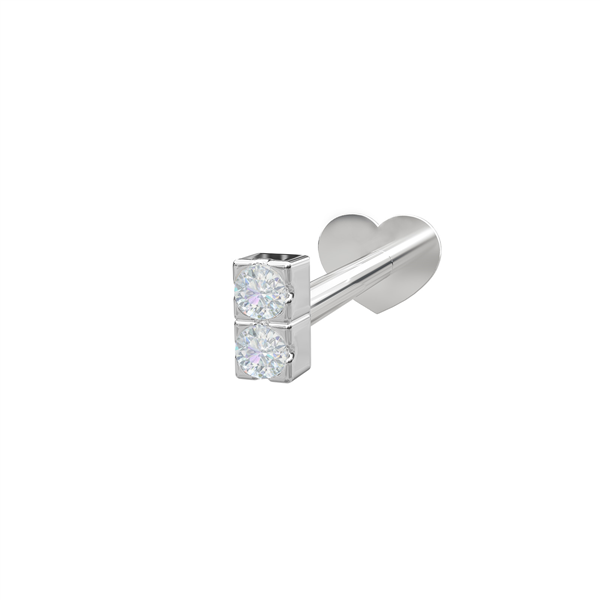 Nordahl\'s Rhd. sølv Labret-piercing 2 CZ 3mm Grab PIERCE52 1