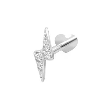 Nordahl's Rhd. sølv Labret-piercing m CZ  lyn PIERCE52