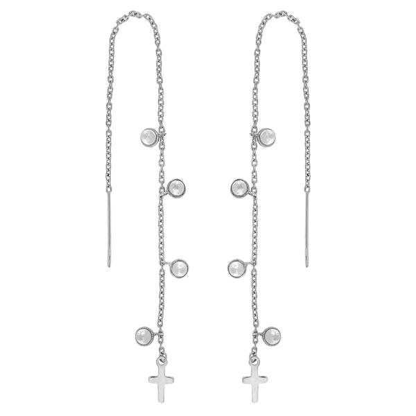 Nordahl\'s Rhd. sølv ørekæder CROSS52 135mm quartz
