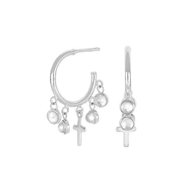 Nordahl\'s Rhd. sølv creoler CROSS52 14mm quartz