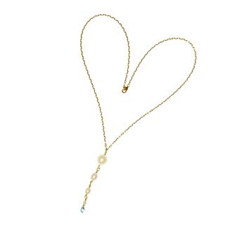 San - Links of Joy's 18kt halskæde med ferskvandsperler & topas 42cm