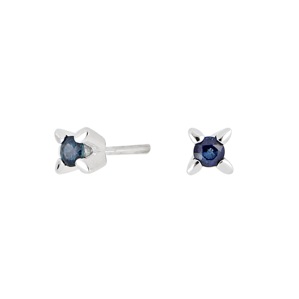 Siersbøl\'s 14kt. hvidguldsørestikker m/safir 3mm