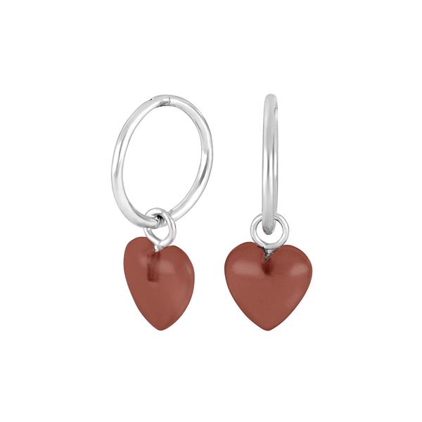 Nordahl\'s Rhd. sølv creoler YOU52 red onyx