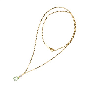 San - Links of Joy's 18kt halskæde med grøn ametyst & ferskvandsperle 45cm