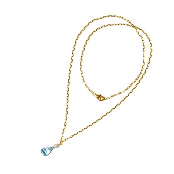 San - Links of Joy's 18kt halskæde med topas & ferskvandsperle 45cm