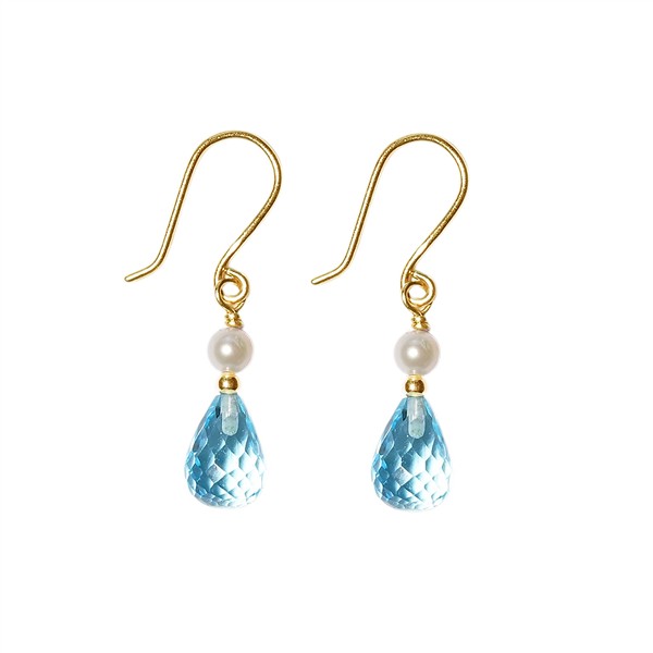San - Links of Joy\'s 18kt øreringe med topas & ferskvandsperle Pr.par