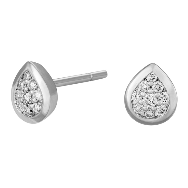 Siersbøl\'s 14 kt. hvg.guld ørestik dråbe 0,155 ct w/si