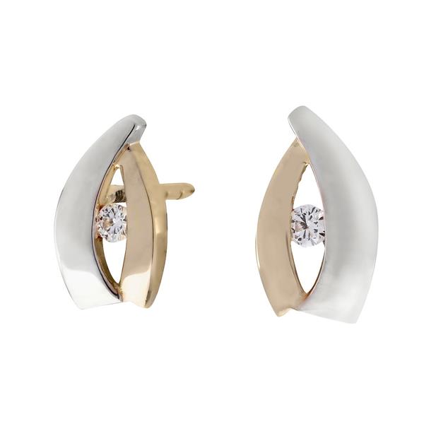 Siersbøl\'s 14 kt. guld øreringe, bicolor 0,054ct w/si