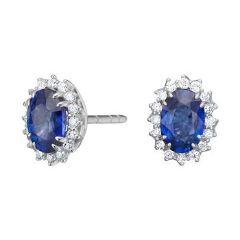 Siersbøl's 14kt. hvidguldsørestikker roset  m/safir og dia 0.128ct W/SI