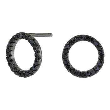 Joanli Nor's Sort rhd sølv ørestikker ANNANOR  cirkel 10mm