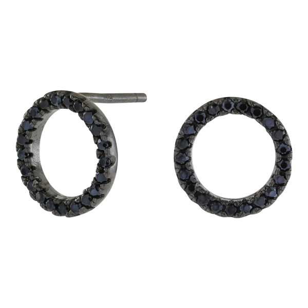 Joanli Nor\'s Sort rhd sølv ørestikker ANNANOR  cirkel 10mm