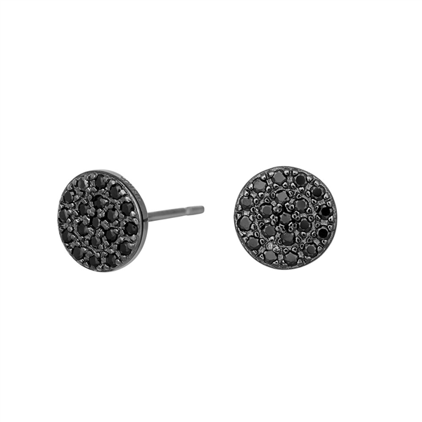 Joanli Nor\'s Sort rhd.sølv ørestikker ANNIENOR cz. runde 7mm