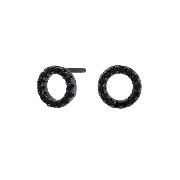 Joanli Nor\'s Sort rhd. sølv øreringe ANNANOR cirkler cz. 8mm