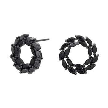 Joanli Nor's Sort rhd. sølv øreringe BIBBINOR 13mm