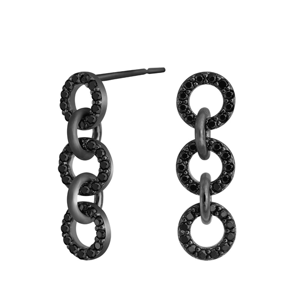 Joanli Nor\'s Sort rhd. Sølv ørestikker DINANOR