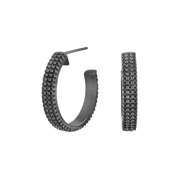 Joanli Nor\'s Sort rhd. sølv creoler ADINANOR 20mm