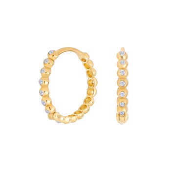 Siersbøl's 8 kt. guld creoler m/kugler + zirkonia 18mm