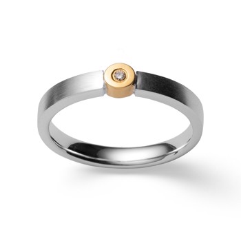 Bastian Inverun's 925/- Ring, delvis fg. mat, brillant 0,02ct W-SI
