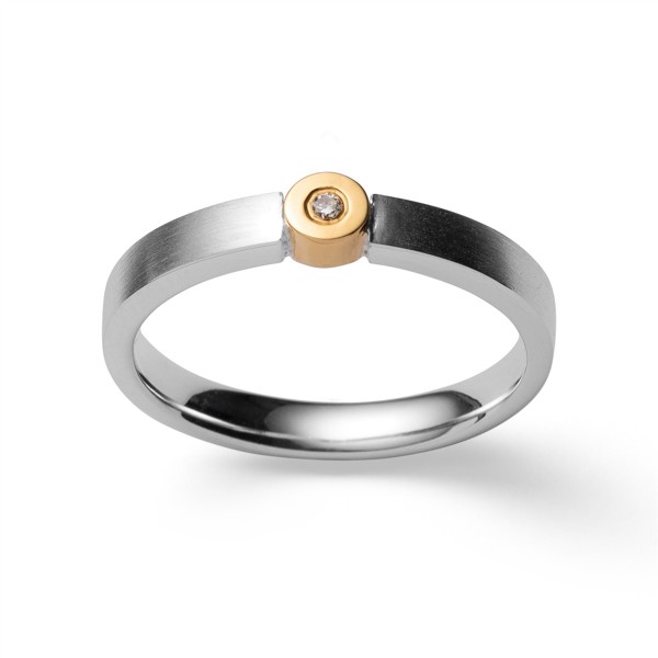 Bastian Inverun\'s 925/- Ring, delvis fg. mat, brillant 0,02ct W-SI