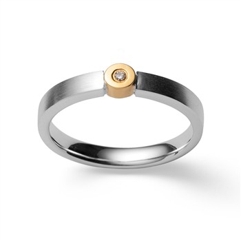 Bastian Inverun's 925/- Ring, delvis fg. mat, brillant 0,02ct W-SI