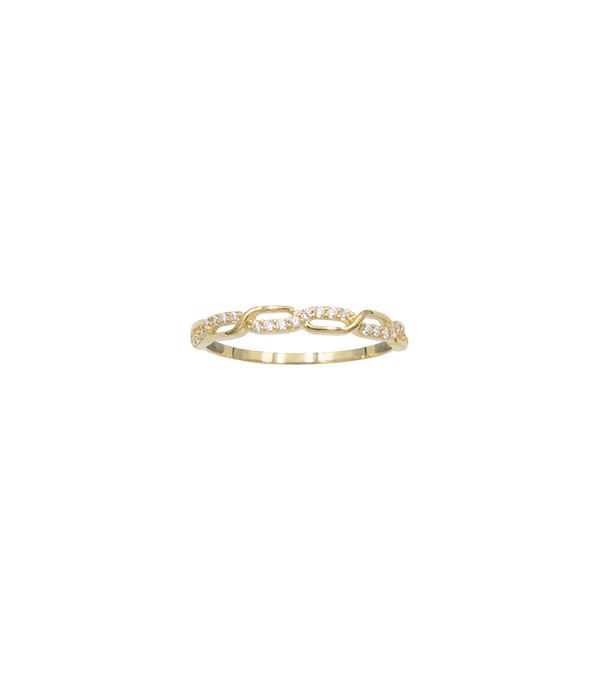L&G\'s Ring 8 karat guld bølger med zirkonia