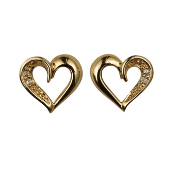 Ørestik 14 karat guld hjerte zirkonia, fra L&G