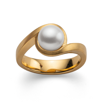 Bastian Inverun's 925/- Ring, mat fg, hvid kulturperle 3.52ct