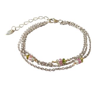 San - Links of Joy's Armbånd & halskæde - Rhodineret med Turmalin 16+4cm