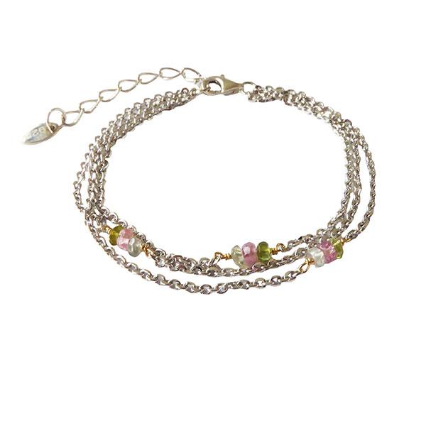 San - Links of Joy\'s Armbånd & halskæde - Rhodineret med Turmalin 16+4cm