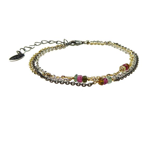 San - Links of Joy\'s Armbånd & halskæde - 3 farvet med Turmalin 16+4cm