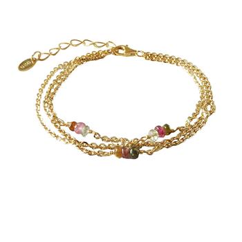 San - Links of Joy's Armbånd & halskæde - Forgyldt med Turmalin 16+4cm