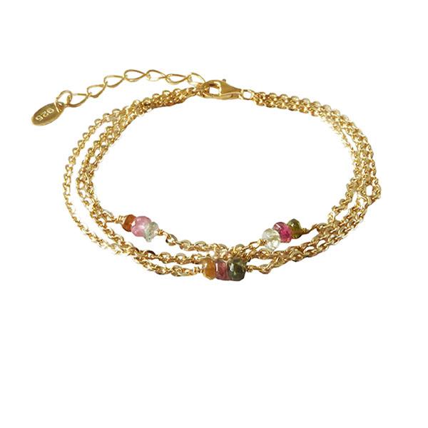 San - Links of Joy\'s Armbånd & halskæde - Forgyldt med Turmalin 16+4cm