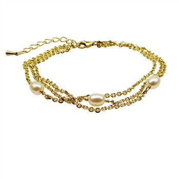 San - Links of Joy's Armbånd & halskæde - 3 rk.Forgyldt & Ferskvandsperler 50cm