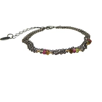 San - Links of Joy's Armbånd & halskæde - Sort rhodineret med Turmalin 16+4cm