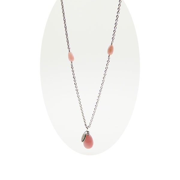 San - Links of Joy\'s Halskæde - Rhodineret/Pink opal 55cm