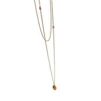 San - Links of Joy's Halskæde - Forgyldt/Pink opal 90cm